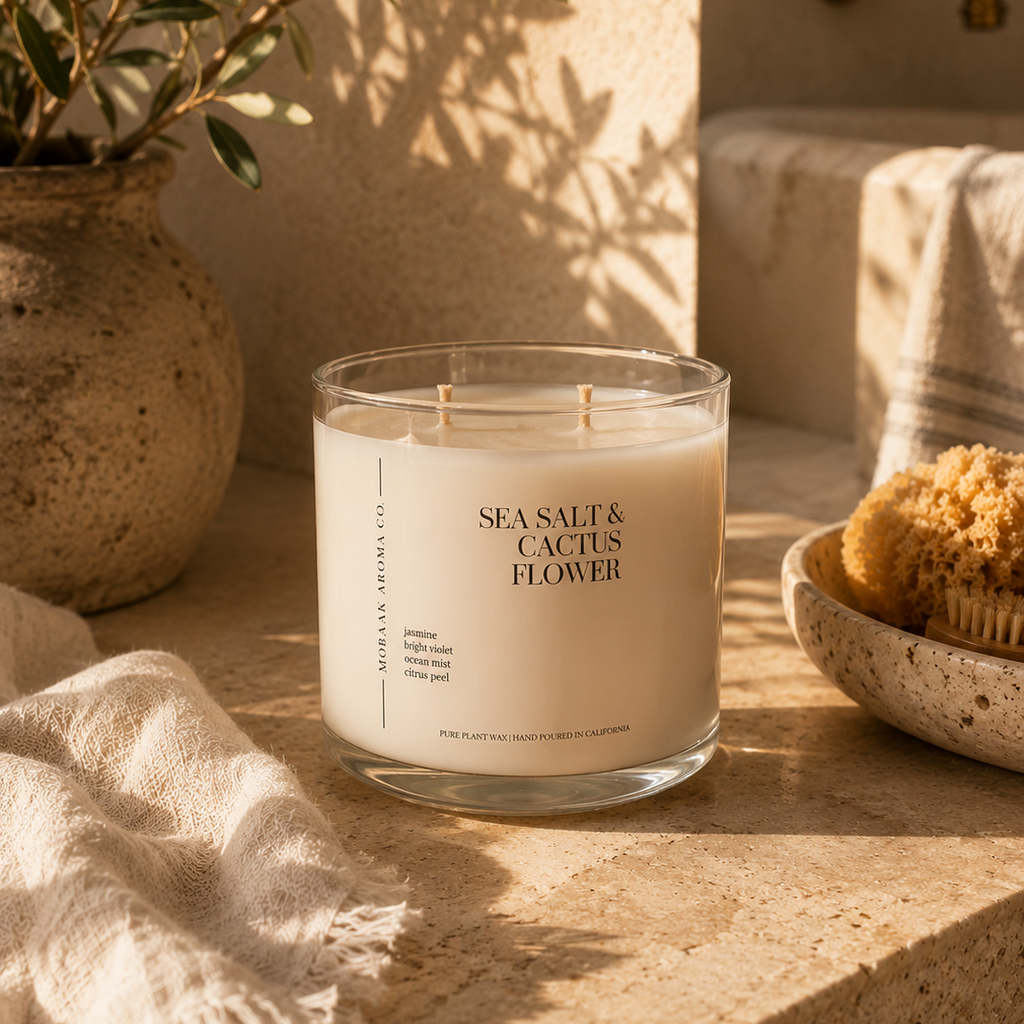Sea Salt & Cactus Flower Soy Candle | Coastal Home Decor | Hand-Poured